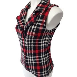 Plaid moto zip vest CHAPS womens size small
